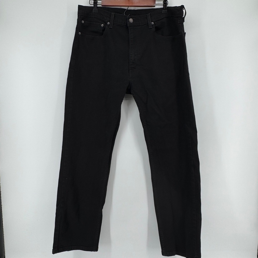 Levi Strauss 505 Black Denim Jeans W38 L32 Straight Leg Cotton Blend - Picture 2 of 11